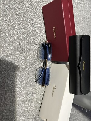 Cartier Hybrid White Horn Buffalo Rimless Frame SunGlasses