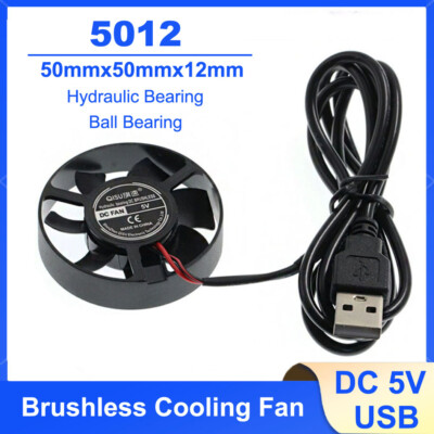 5cm 50x50x12mm DC 5V USB Cooler Black Round Silent Cooling Fan For 3D printers