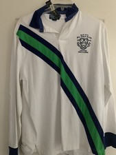 Ralph Lauren Cotton Rugby Crest Polo White Shirt Small S Classic Fit Golf
