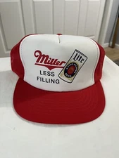 Vintage Miller Lite Red Snapback Mesh Trucker Hat Cap Yupoong Korea NOS
