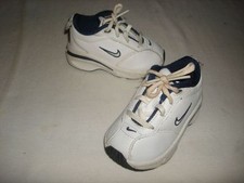 White w/Blue Trim Nike Infant Baby Boy or Girl Size 3c Non Marking Soles
