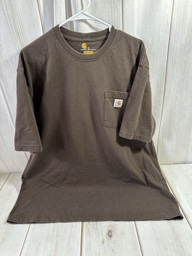 Carhartt Workwear Mens Extra Large Pocket Logo T Shirt Brown original Fit - Picture 2 of 12