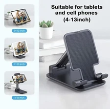 Phone Stand For Desk, Foldable Portable Adjustable Tablet Phone Holder -Black