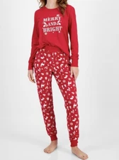 Family Pajamas Women's Mix It Merry Bright Merry Red Pajama Set Size Medium