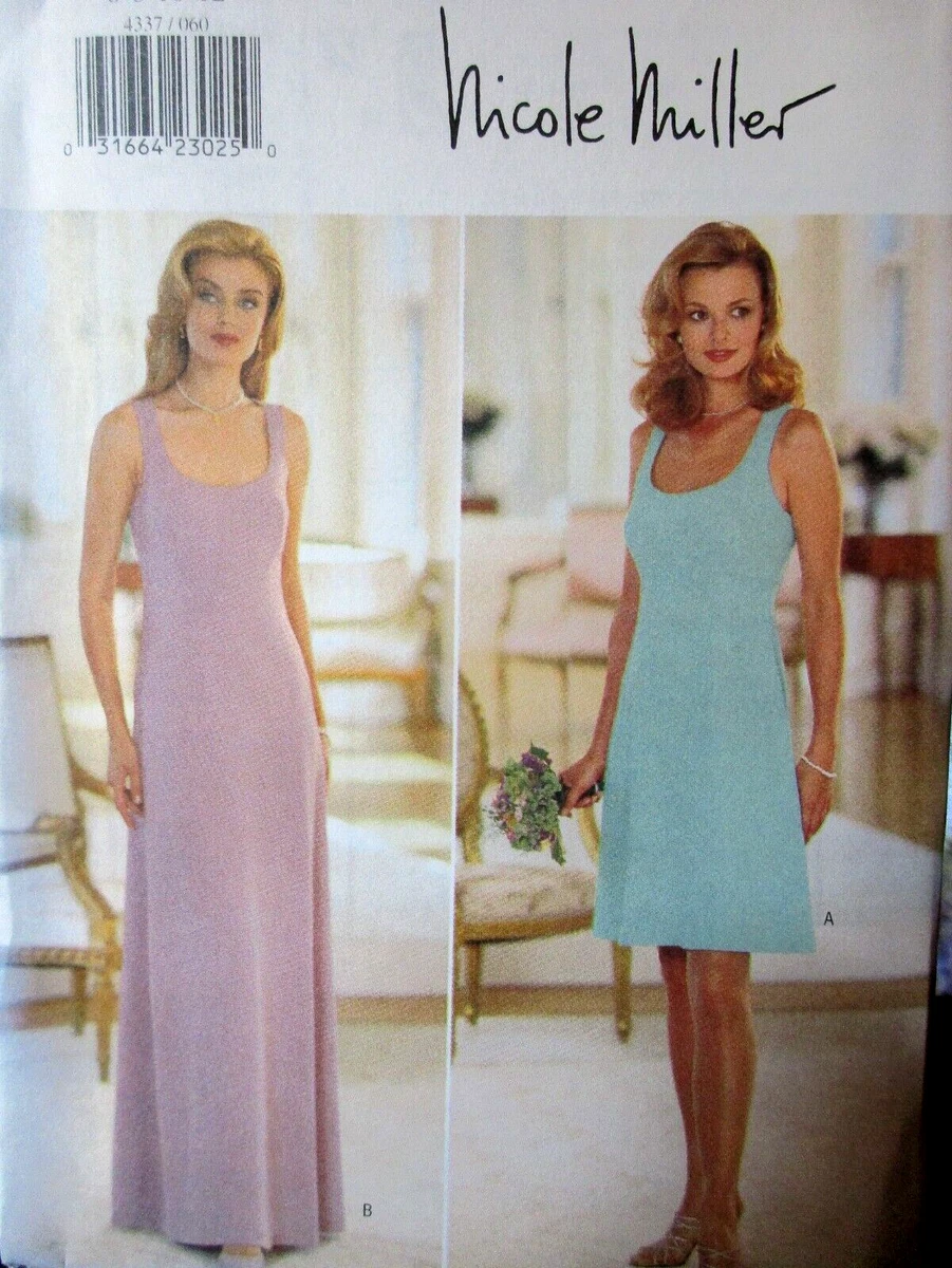 Butterick Pattern 4337 Sizes 6 - 12 Misses Petite Nicole Miller Dress Uncut  1996 | eBay