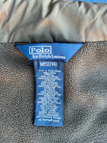 VINTAGE Polo Ralph Lauren Suede-Trim Quilted Jacket Youth Medium - Picture 4 of 5