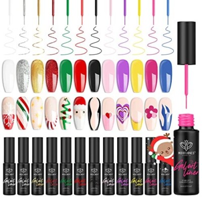 Modelones 12-Color Gel Nail Art Liner Set   Trendy Colors for French Tips & Desi