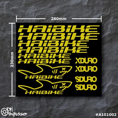 Haibike Stickersatz Gelb | Aufkleber Set Fahrrad eBike BMX MTB eMTB Rahme