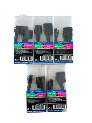 Dual 4-Pin Molex Male to 8-Pin PCI-E Male Power Adapter Cable 5.9in *LOT OF 5*