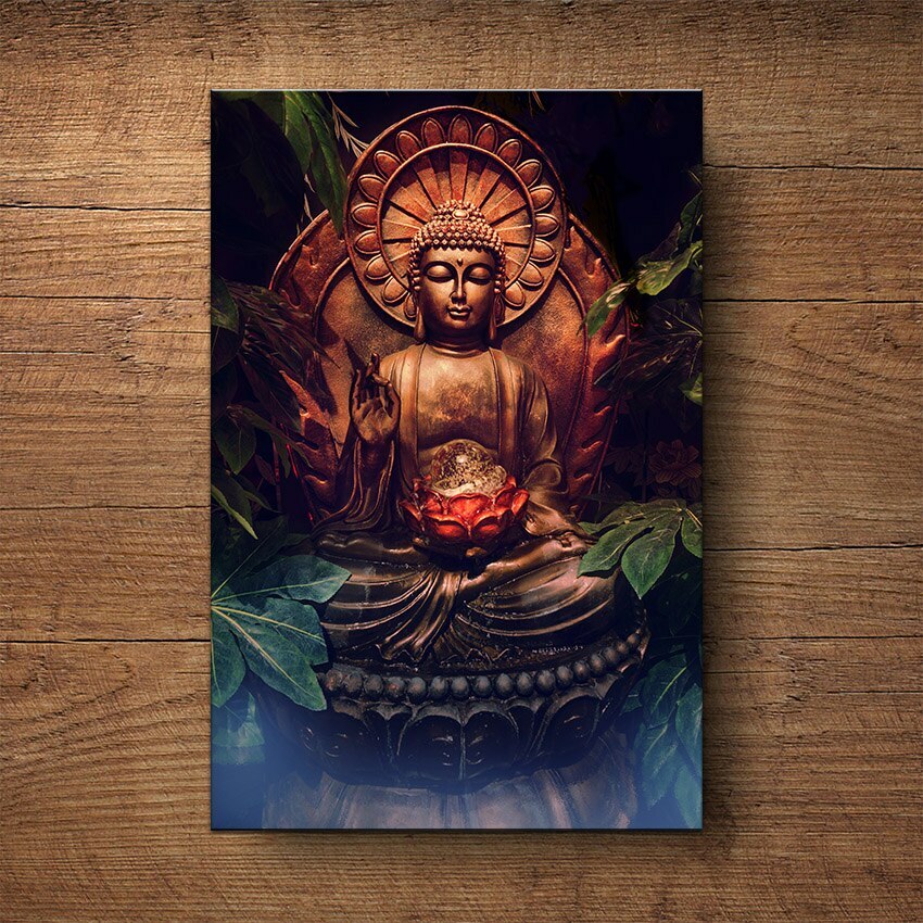 Tableau bouddha sur toile zen 50x75 cm pour decoration de salon