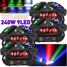 4PC 240W Spider Laser Moving Head Light RGB 9 LED DMX Stage DJ Bar Beam Light