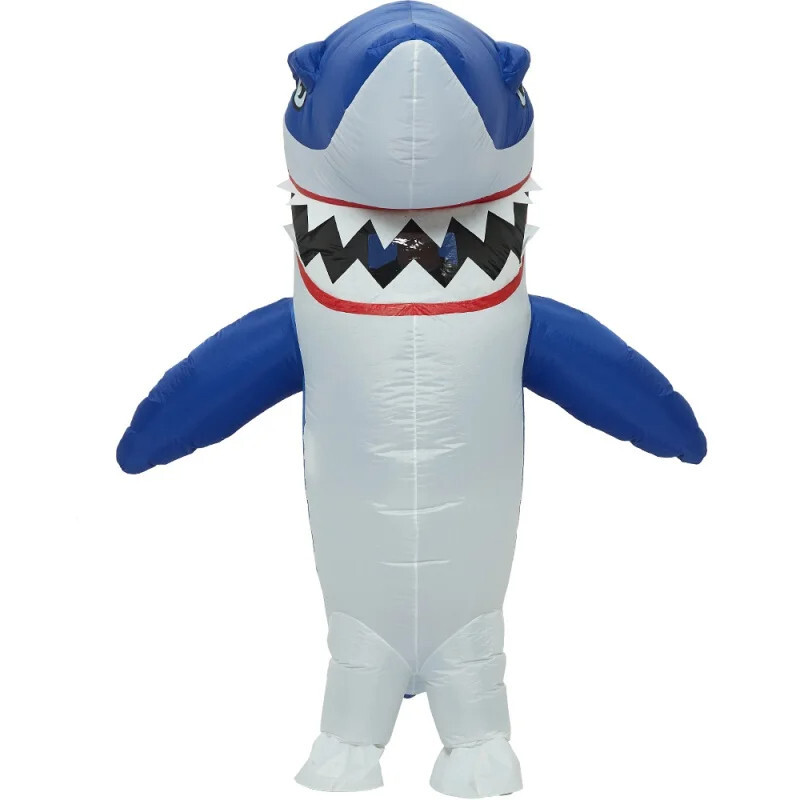 Divertido traje inflable para adultos divertido disfraz de tiburón azul para fiesta de disfraces de Halloween
