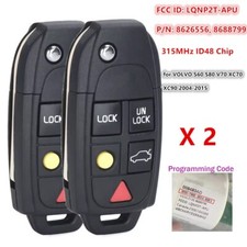 2x Unlocked Lqnp2t-apu For Volvo S60 S80 Xc90 Xc70 V70 Flip Smart Key Remote Fob