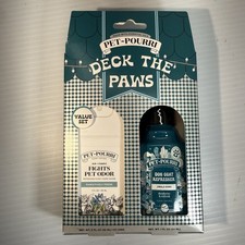 PET-POURRI DECK THE PAWS GIFT SET AIR FABRIC DEODORIZER DOG COAT REFRESHER New