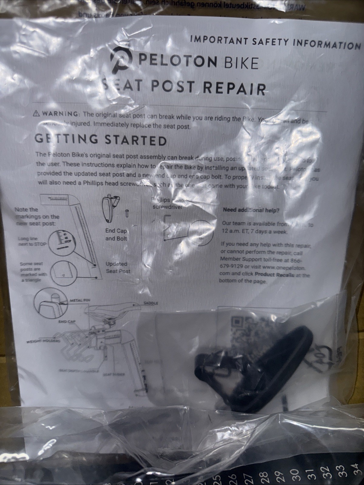 Genuine Peloton Bike+ Seat Post Replacement SB06-0031 New in