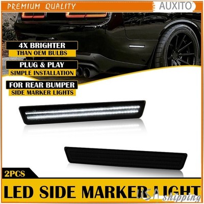 SMOKED White LED Side Marker Light For 2015-22 Dodge Challenger Rear Bumper Lamp