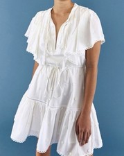 $160 NWOT Farm Rio Women 3D Flower Mini Dress White SZ S (US 4) missing a beaded