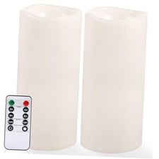 Large Outdoor Flameless Candles 12" x 5" - Waterproof LED 5"x12" Ivory White
