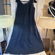 Jessica London Denim Dress Sleeveless Maxi Casual Blue Jean Cottagecore 16w 53”l