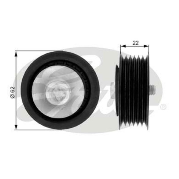 Gates Umlenk FüHrungsrolle Keilrippenriemen FüR Saab 9-3 Cabriolet 2.0 Turbo-image