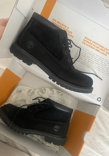 Timberland Nellie Chukka stivali da donna in pelle e nabuk nero taglia 6 5