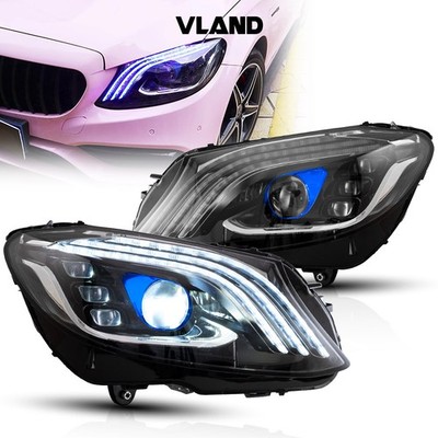 VLAND LED Headlights For 15-21 Mercedes Benz C-Class W205 Halogen LED Headlights