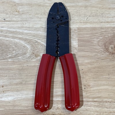 Dayton 8'' Wire Cable Stripper Cutter Crimper Pliers Red Handle 4x136a Vtg USA