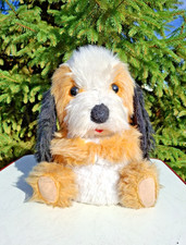 Ancienne peluche chien assis range pyjama porte pyjama vintage année 70 