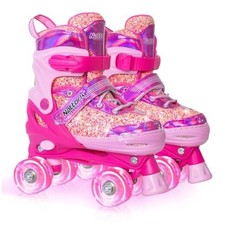 Kids Roller Skates for Girls Kids, 4 Sizes Adjustable Small 10C-13C Candy