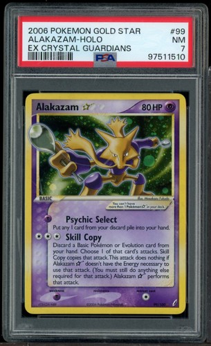 2006 Pokemon Gold Star Ex Crystal Guardians #99 Alakazam Holo PSA 7 NM