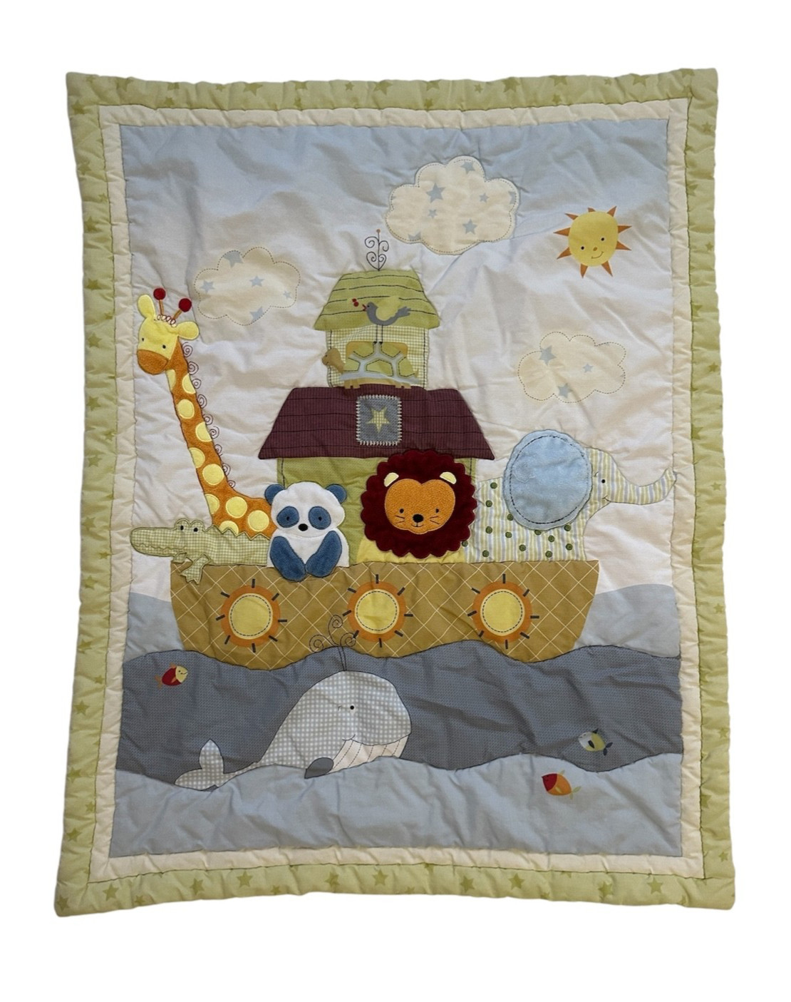 Kidsline Noah’s Ark Animals Panda Whale Lion Green Baby Blanket Comforter Kids