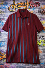 Polo uomo Fred Perry bordeaux a righe uk L retrò terrazza mod north soul