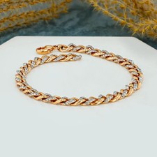 6 Ct Round Cut Simulated Diamond Cuban Link Bracelet 925 Yellow Sterling Silver