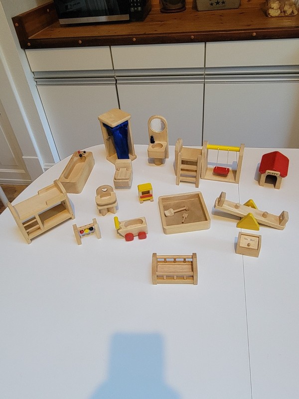 Ryan's Room Wooden Dollhouse Furniture Bathroom, Play Structures, Bunk Bed +