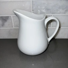 Simple Dining White Creamer Milk Dish Small Pitcher With Handle 5"X3.5"