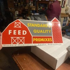 Vintage 1950  s Standard Quality Feed Die Cut Barn Sign 23  WX12  H