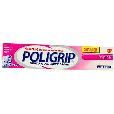2 Pack Poligrip Super Denture Adhesive Cream, Original, 2.4 oz