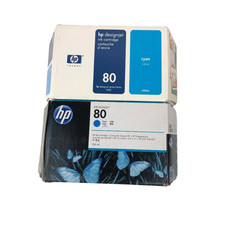 2 X C4846A 80 Genuine New HP Cyan Ink DesignJet 1000 1050 1055 Wide Format -