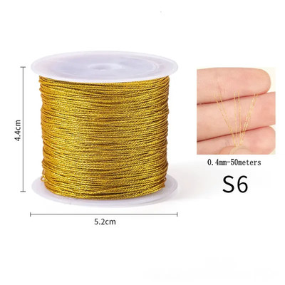 0.2-1MM Metallic Ornament String Silver Gold Color Cord Jewelry Thread for Chris
