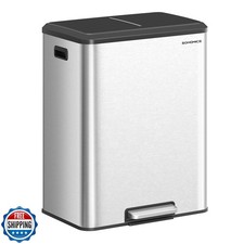 SONGMICS Trash Can, 2 x 8 Gallon 2 x 30 L Double Garabge Can for Recycling ...