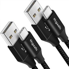 etguuds USB to C Cable 2ft, 2-Pack A Type C Charger Black
