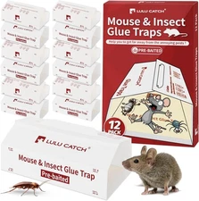 LULUCATCH Mouse Traps, 12 Pack Pre-Baited Sticky Traps Indoor for... 