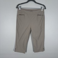Chicos Women Sz 1 US 8 Beige Brigitte Pull-On Rivet Slim Capri Pants NWOT