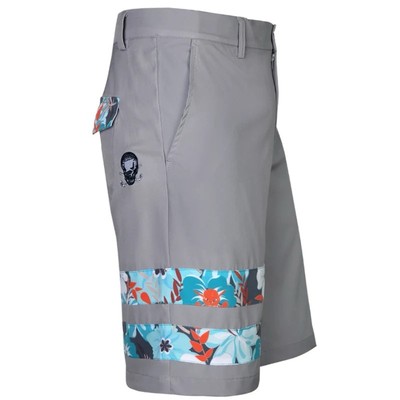 New Tattoo Golf Zuma Procool Men's Golf Shorts, Grey, Embroidered Skull