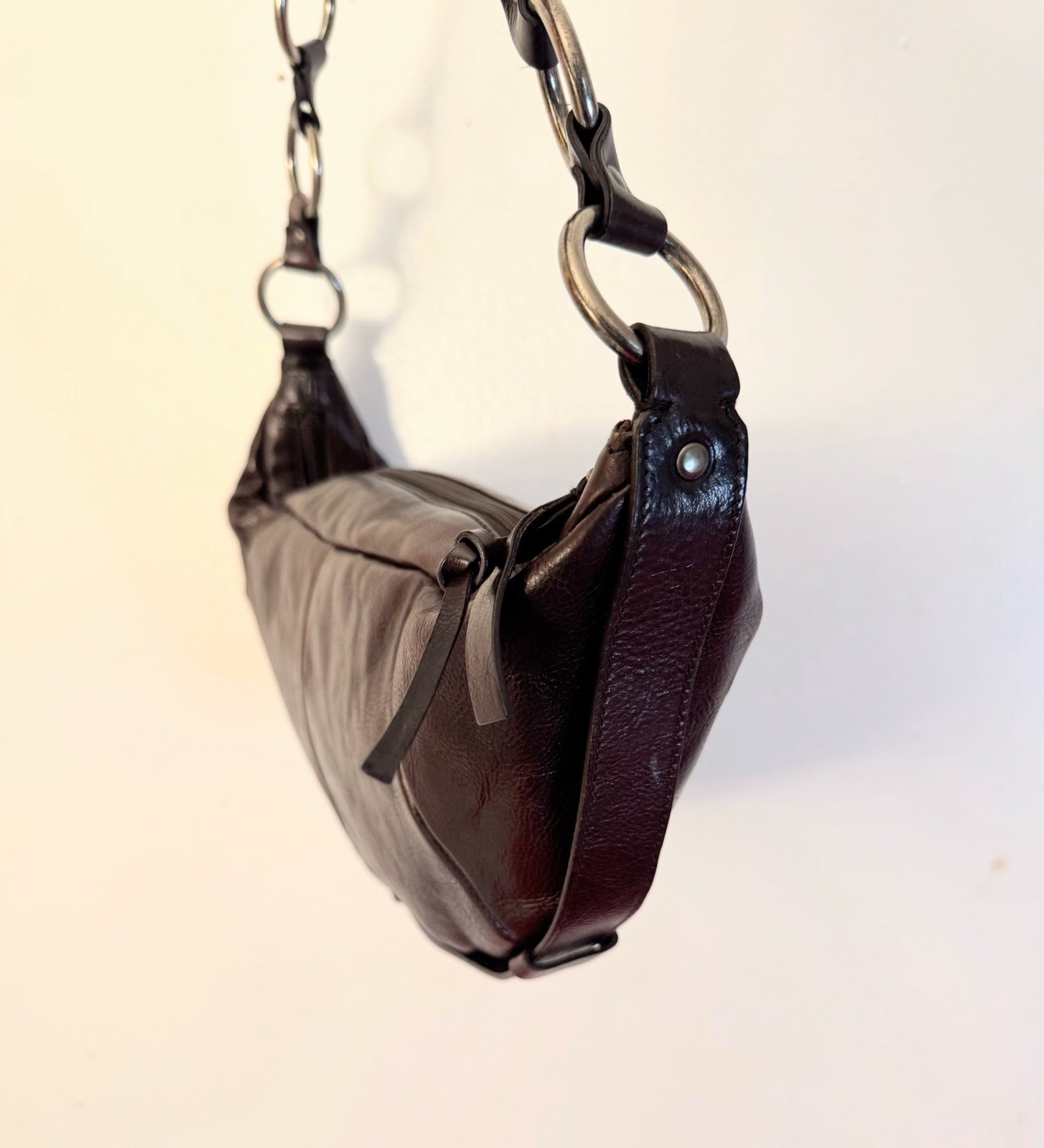 Borsa a tracolla Yves Saint Laurent Rive Gauche Mombasa in pelle marrone Italia