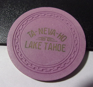 TA NEVA HO CASINO (1940) $5 hotel casino gaming poker chip Lake Tahoe NV
