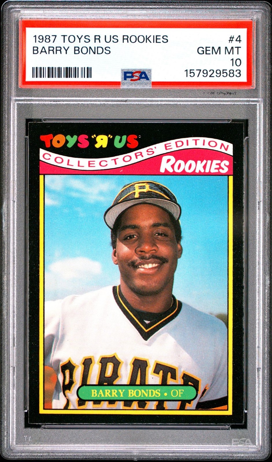 1987 Toys R Us #4 Barry Bonds RC ROOKIE Pirates PSA 10 GEM MINT *9583
