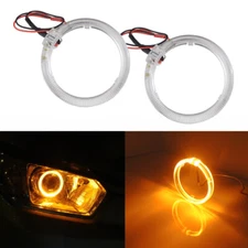 2pcs Amber 2.5" LED Light Guide Angel Eyes Halo Rings DRL Car Headlamp Retrofit