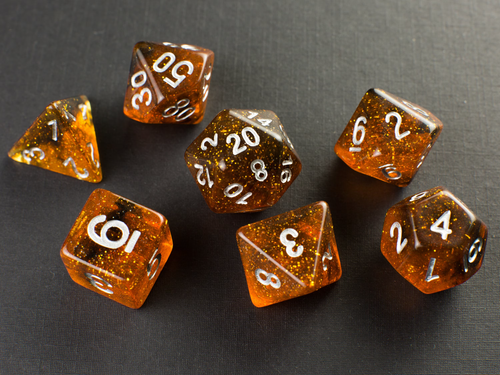 Budget Elden Ring goldene Runen - 7er Set DnD Würfel - klar/bernstein/gold Harzwürfel - Bild 5 von 10