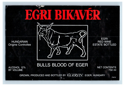 Vintage Egri Bikaver Bulls Blood Of Eger Paper Wine Label Original S83E